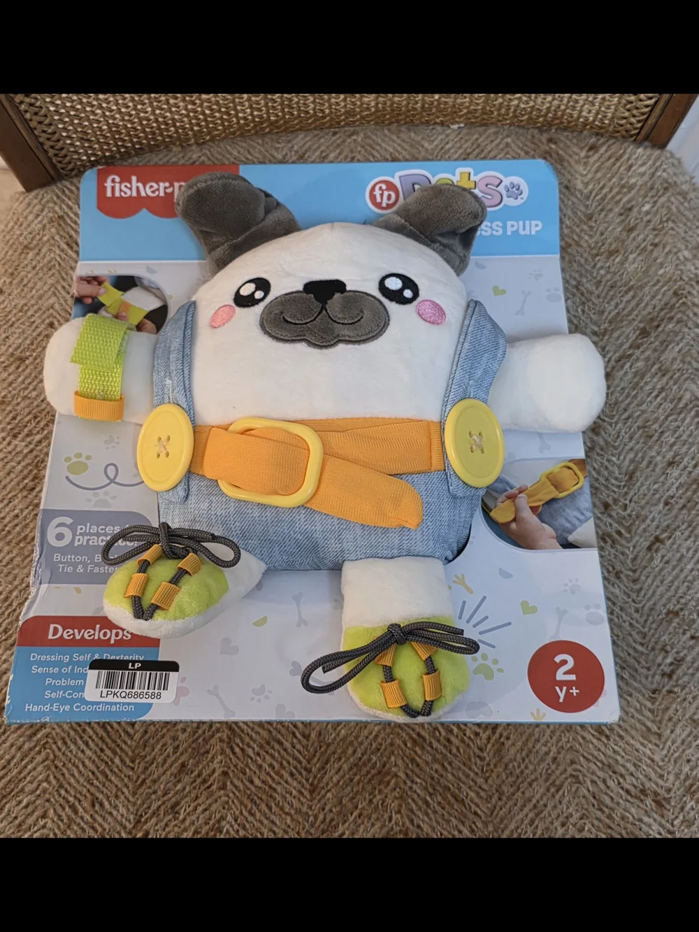 Mattel Plush Dress-Up Pup in White, Gray, Denim & Lime